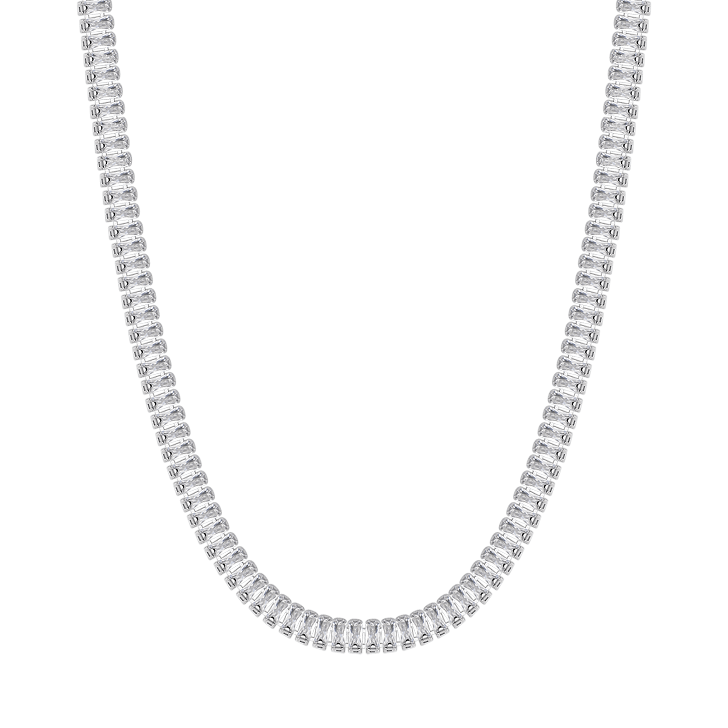 COLLAR DE ACERO PARA MUJERES CON CRISTALES BAGUETTE BLANCOS