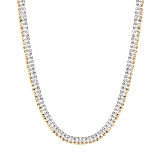 COLLAR DE ACERO PARA MUJERES CON CRISTALES BAGUETTE BLANCOS