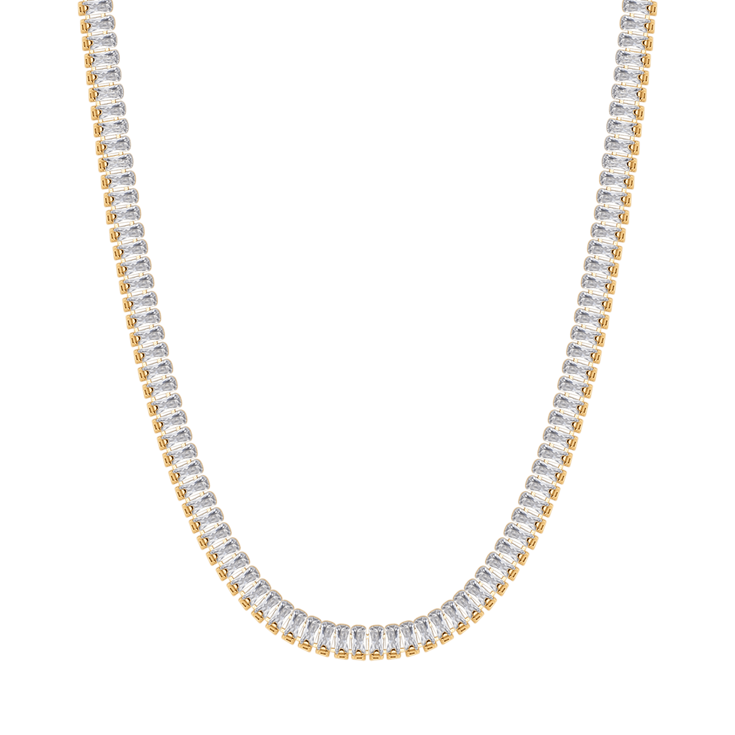 COLLAR DE ACERO PARA MUJERES CON CRISTALES BAGUETTE BLANCOS