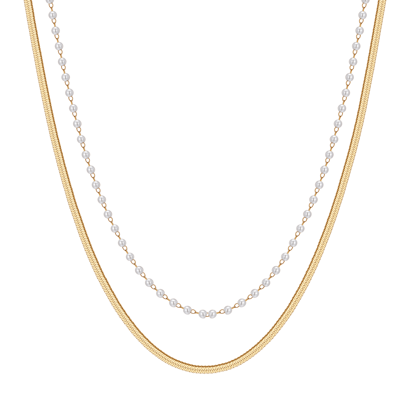 COLLAR DE ACERO PARA MUJER CON PERLAS BLANCAS