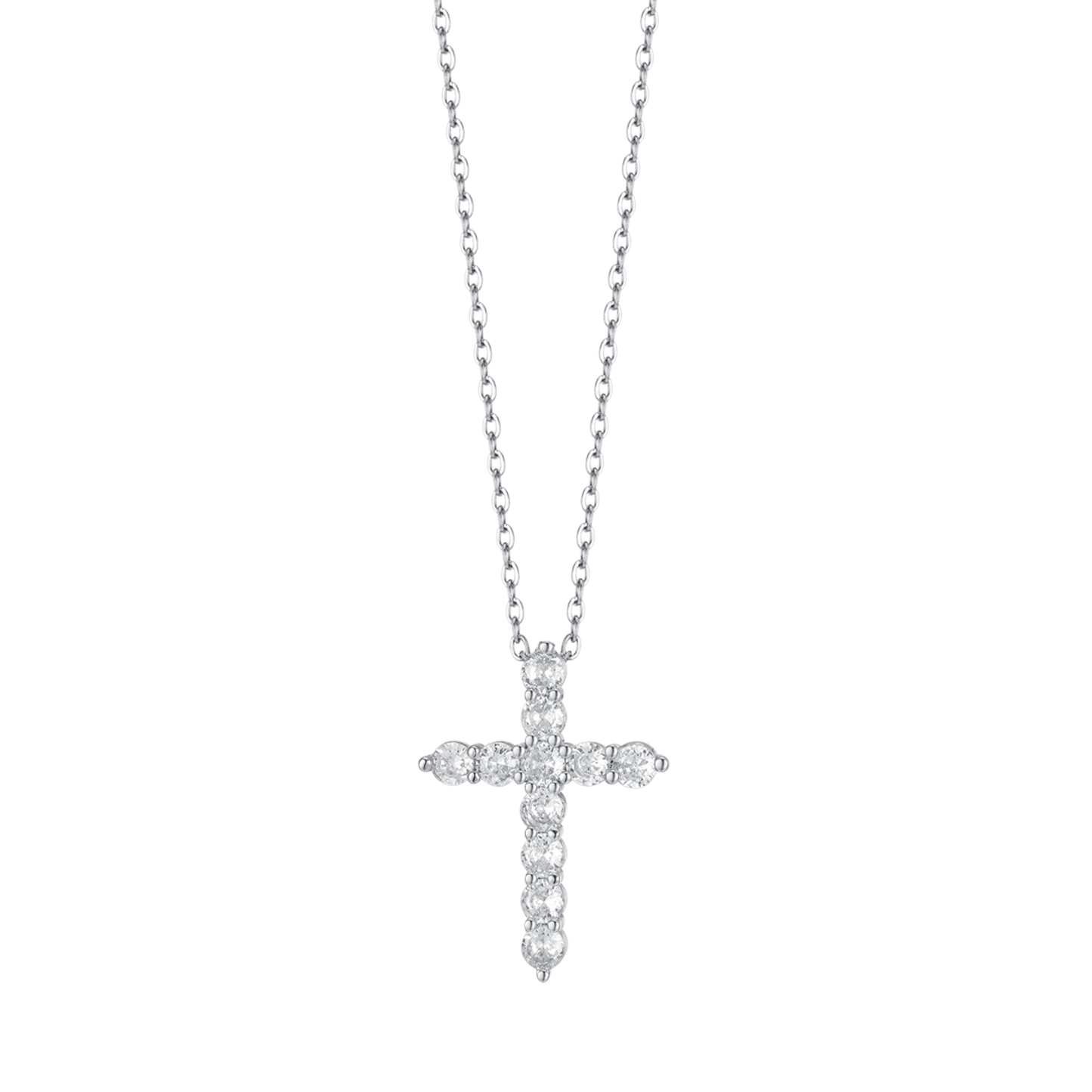 COLLAR CRUZ DE ACERO PARA MUJER CON CRISTALES BLANCOS