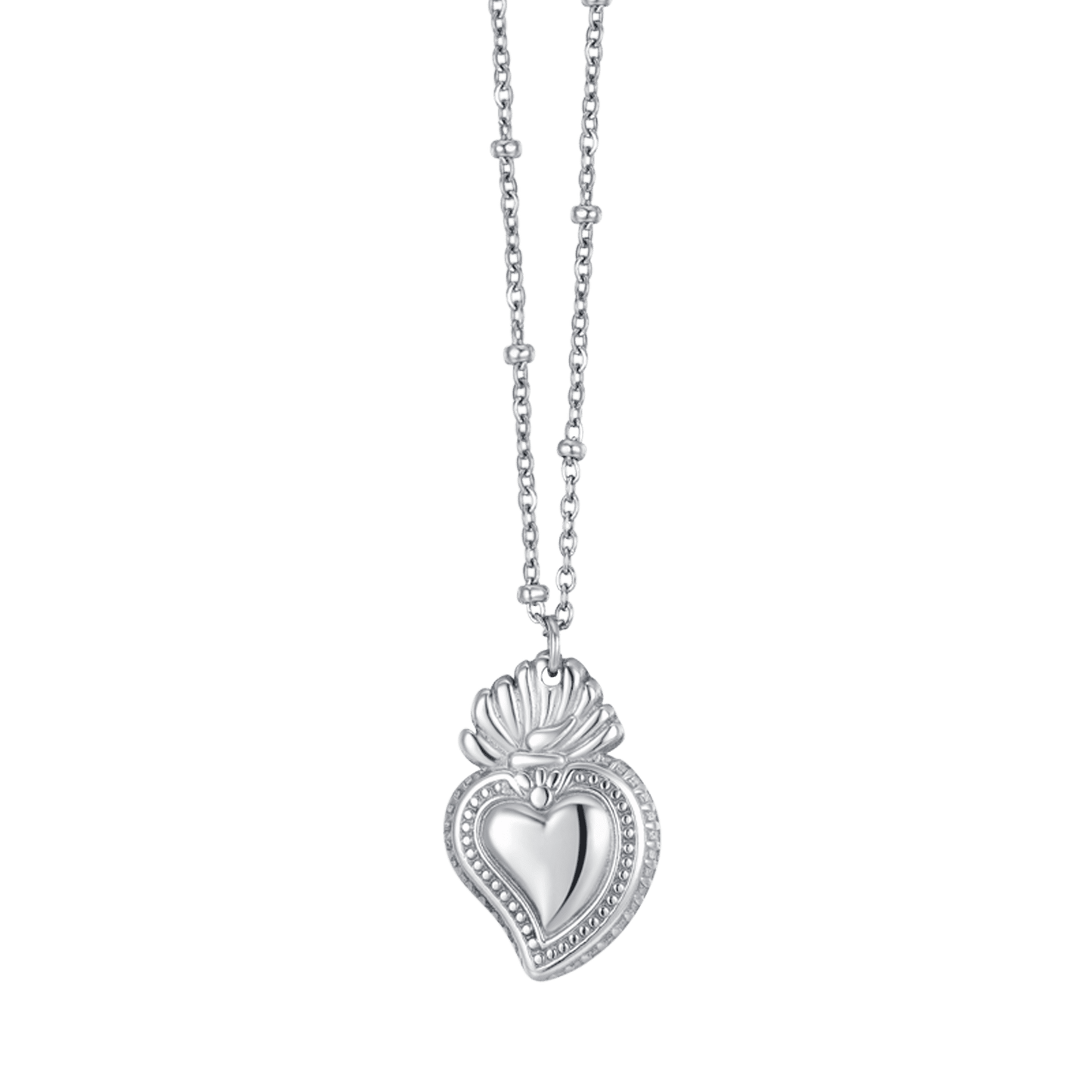 COLLAR DE ACERO PARA MUJER CON CORAZÓN SAGRADO Luca Barra