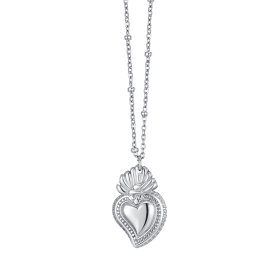 COLLAR DE ACERO PARA MUJER CON CORAZON SAGRADO