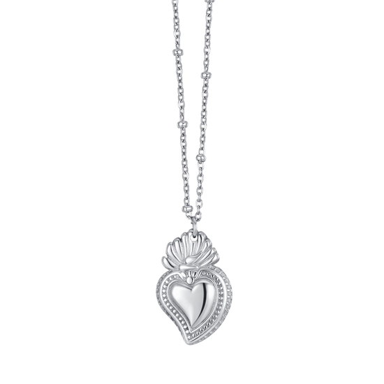 COLLAR DE ACERO PARA MUJER CON CORAZÓN SAGRADO Luca Barra