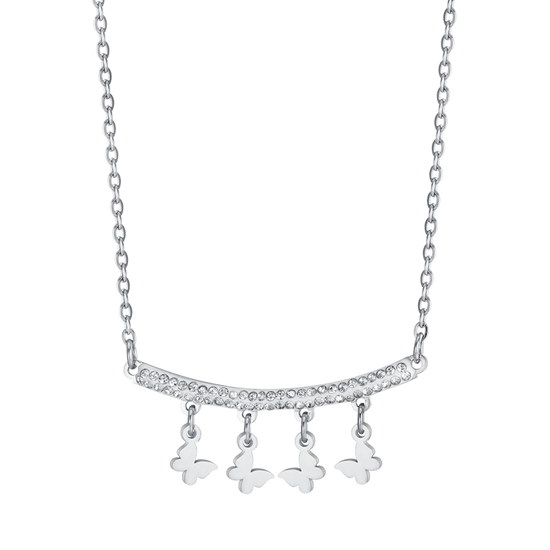 COLLAR DE ACERO PARA MUJER CON COLGANTES DE MARIPOSA