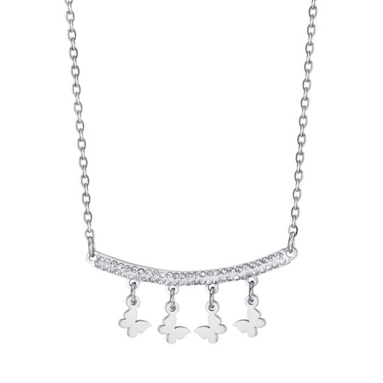 COLLAR DE ACERO PARA MUJER CON COLGANTES DE MARIPOSA
