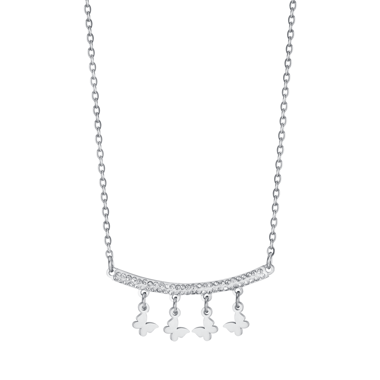 COLLAR DE ACERO PARA MUJER CON COLGANTES DE MARIPOSA