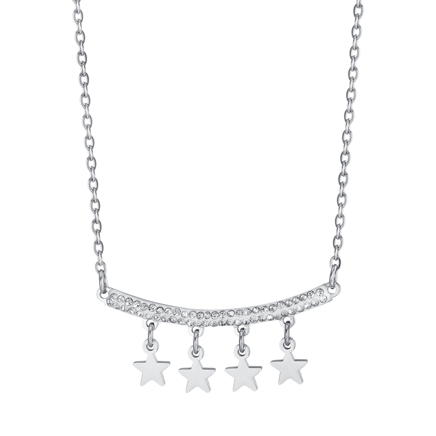 COLLAR DE ACERO PARA MUJER CON COLGANTES DE ESTRELLA