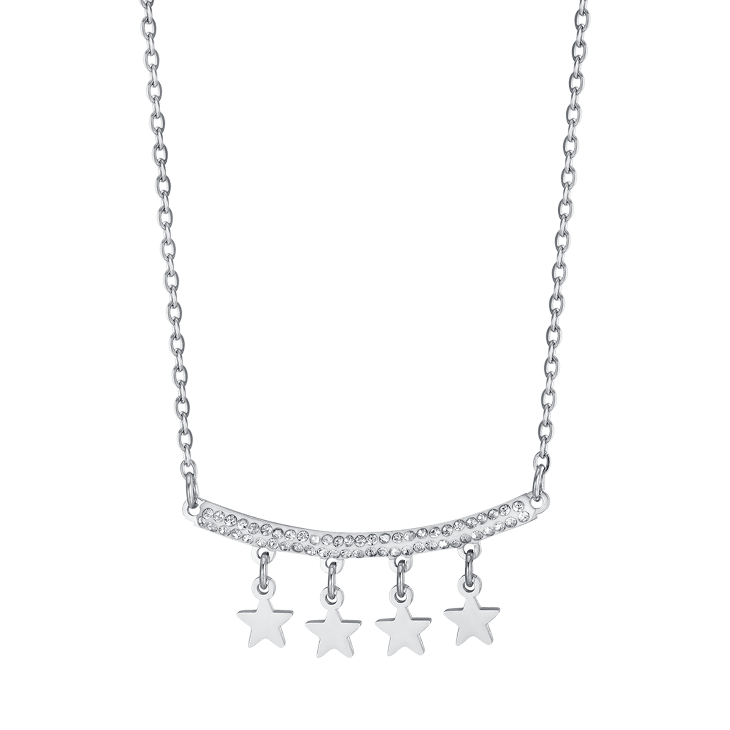 COLLAR DE ACERO PARA MUJER CON COLGANTES DE ESTRELLA