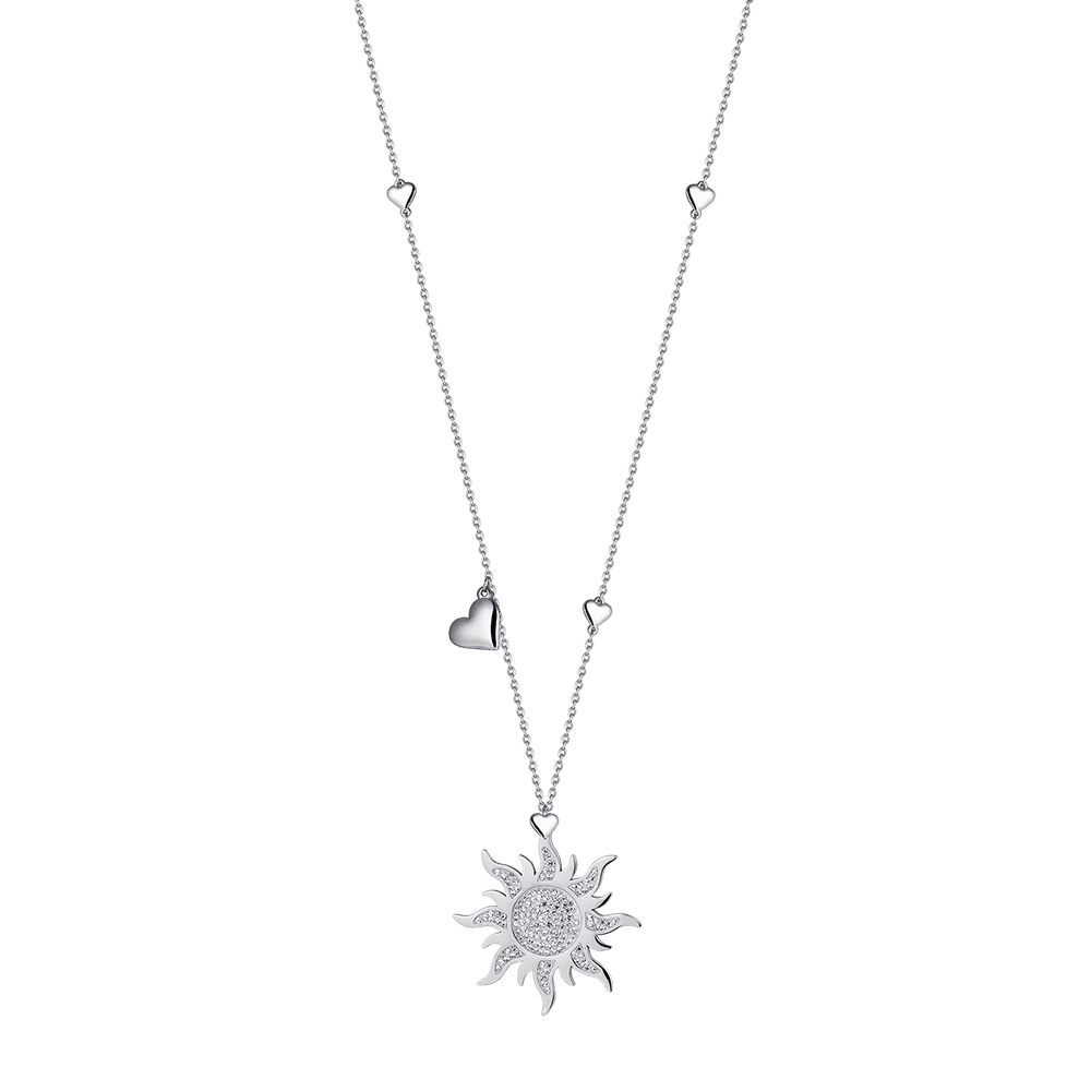 COLLAR SOL DE ACERO PARA MUJER CON CRISTALES BLANCOS