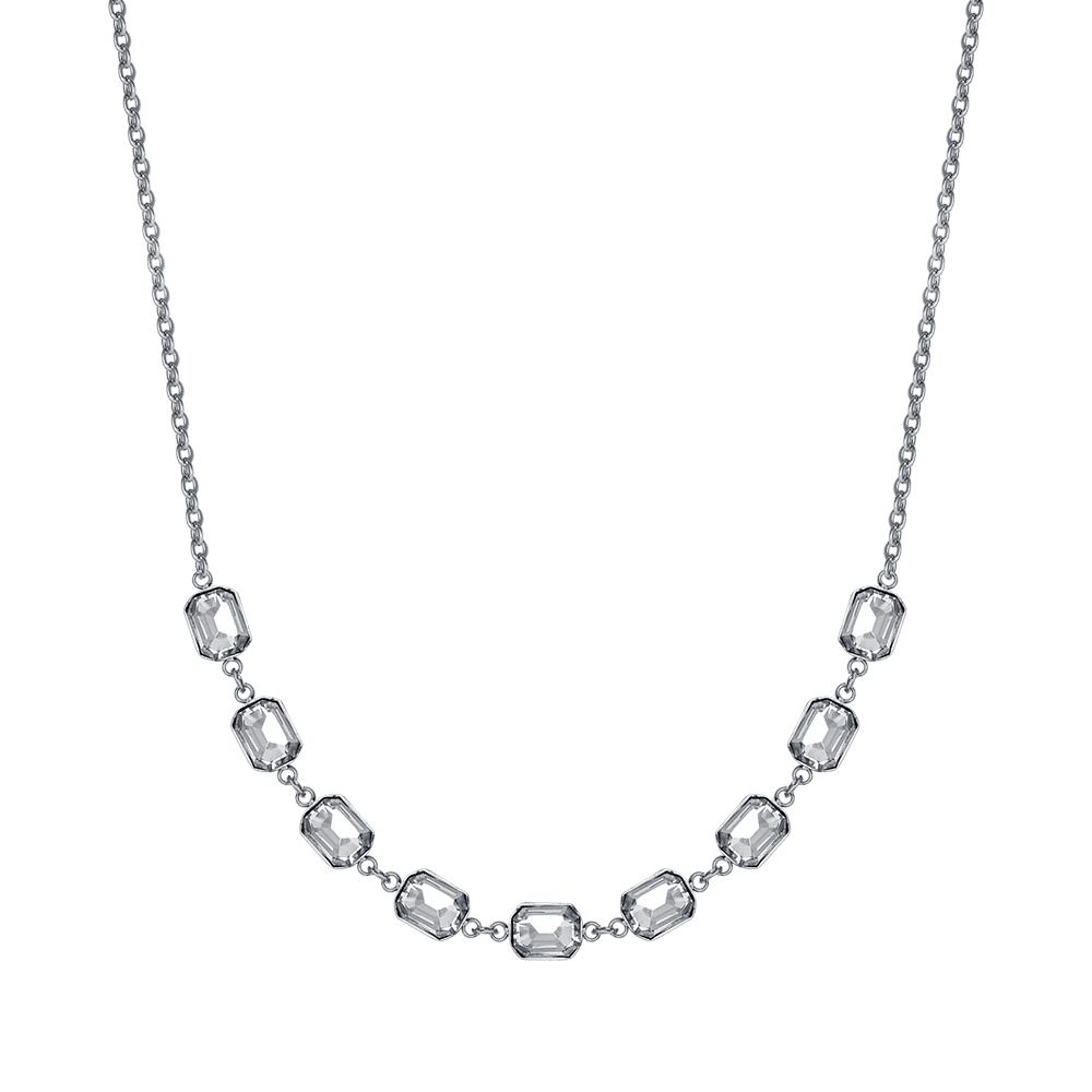 COLLAR DE ACERO PARA MUJER CON CRISTALES BLANCOS