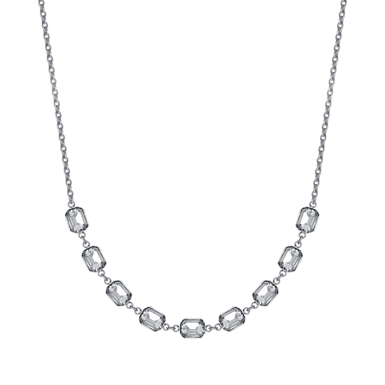 COLLAR DE ACERO PARA MUJER CON CRISTALES BLANCOS