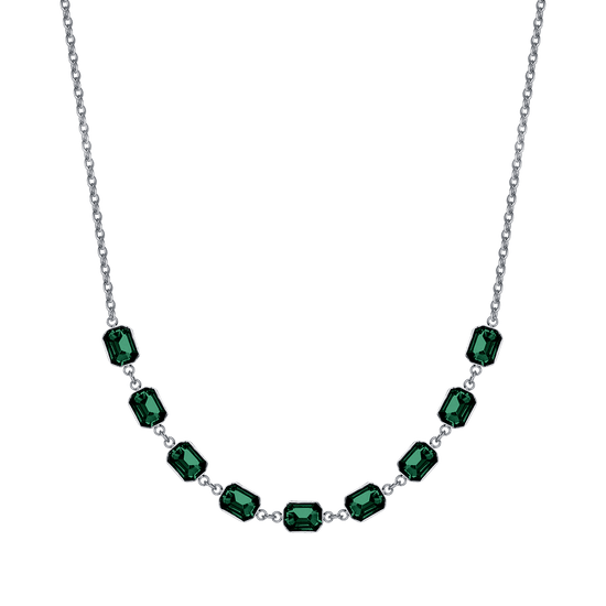 COLLAR DE ACERO PARA MUJER CON CRISTALES VERDES
