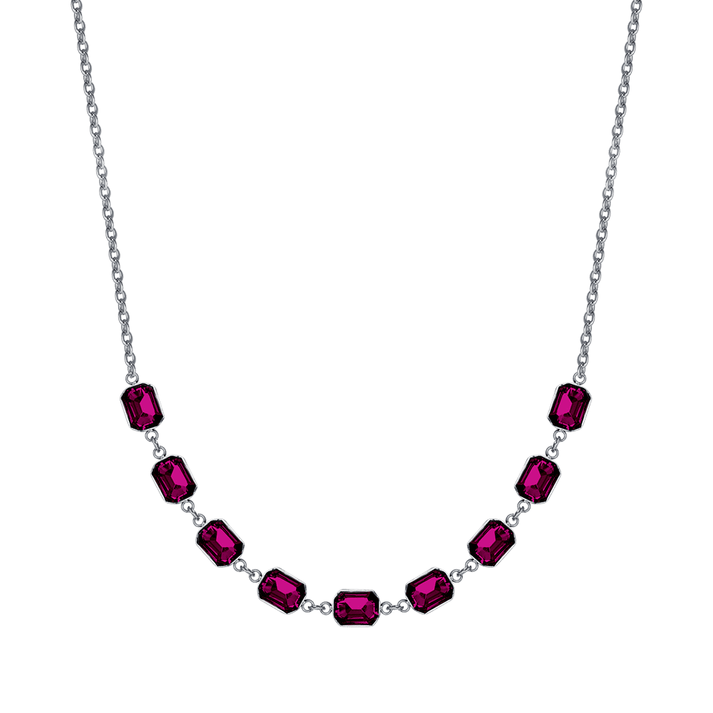 COLLAR DE MUJER EN ACERO CON CRISTALES DE FUCSIA Luca Barra