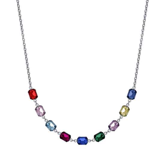 COLLAR DE ACERO PARA MUJER CON CRISTALES MULTICOLORES