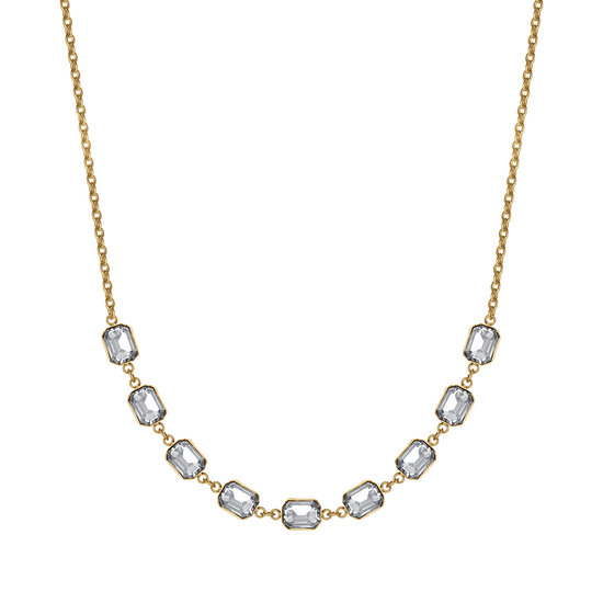 IP COLLAR DE ACERO DORADO PARA MUJER CON CRISTALES BLANCOS