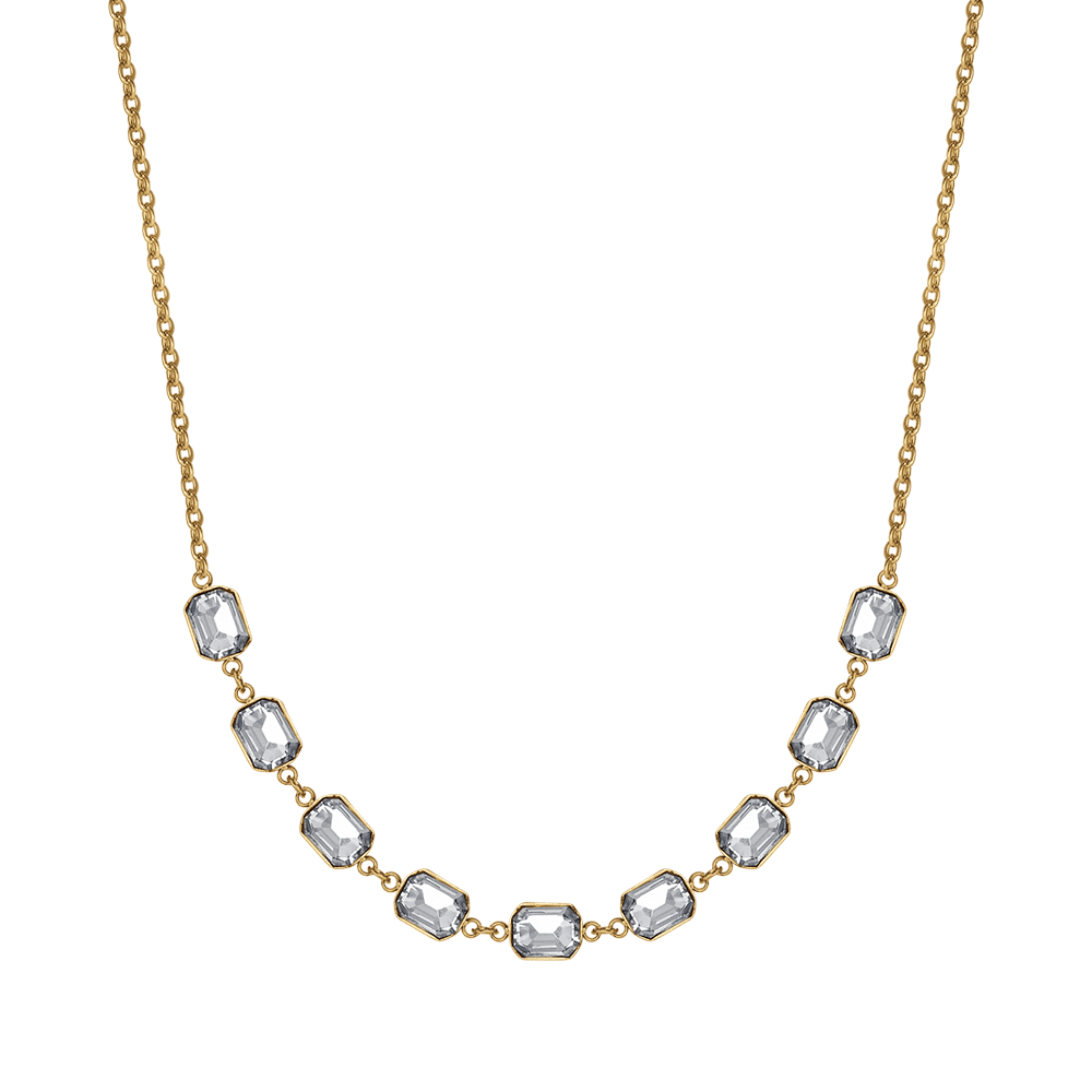IP COLLAR DE ACERO DORADO PARA MUJER CON CRISTALES BLANCOS