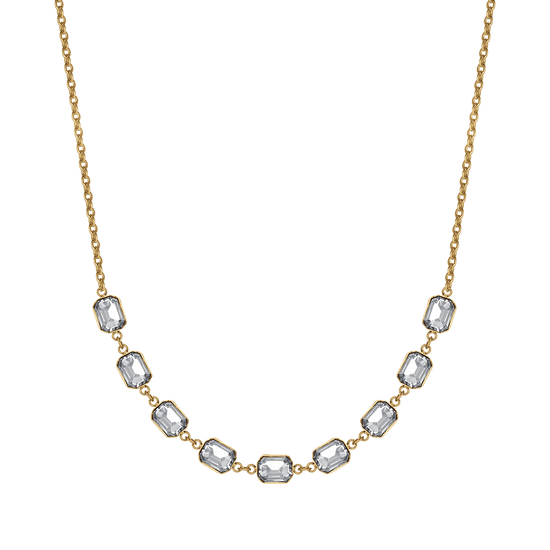 IP COLLAR DE ACERO DORADO PARA MUJER CON CRISTALES BLANCOS