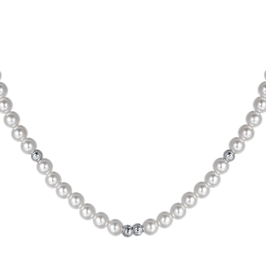 COLLAR DE ACERO PARA MUJER CON PERLAS Y ELEMENTOS DE ACERO