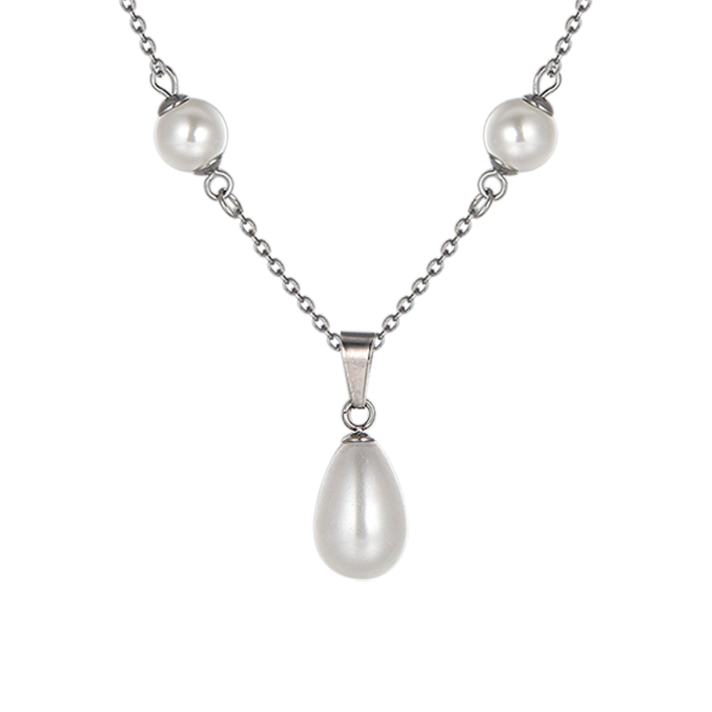 COLLAR DE ACERO PARA MUJER CON PERLAS