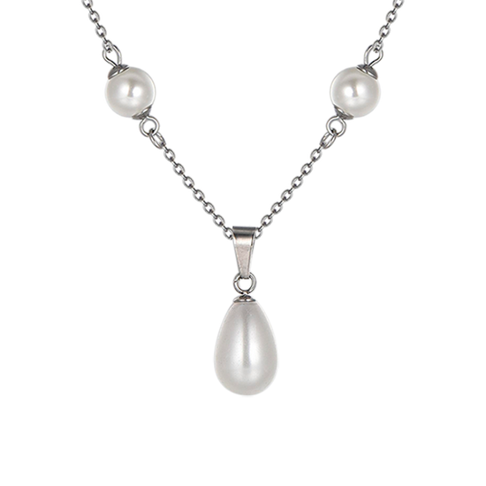 COLLAR DE ACERO PARA MUJER CON PERLAS