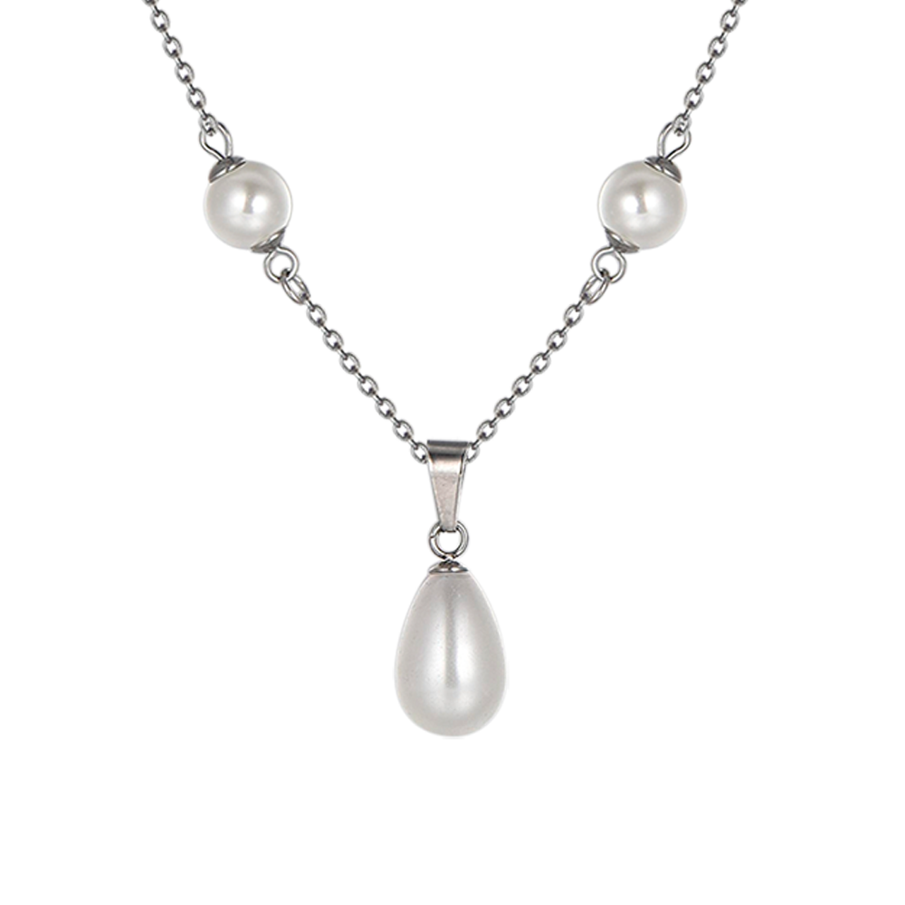 COLLAR DE ACERO PARA MUJER CON PERLAS