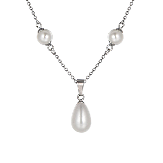 COLLAR DE ACERO PARA MUJER CON PERLAS