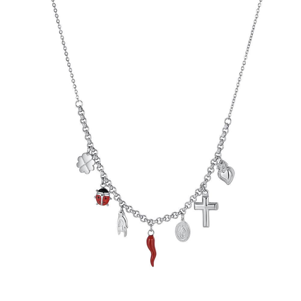 COLLAR DE ACERO PARA MUJER CON COLGANTES