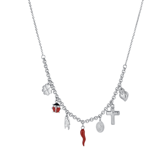 COLLAR DE ACERO PARA MUJER CON COLGANTES
