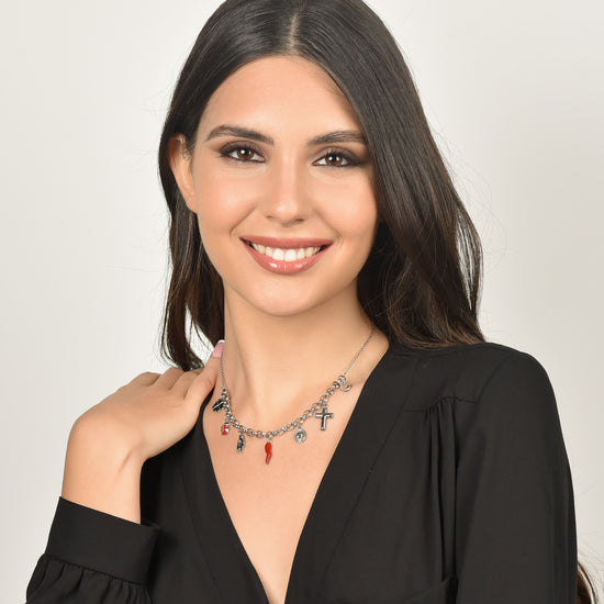 COLLAR DE ACERO PARA MUJER CON COLGANTES