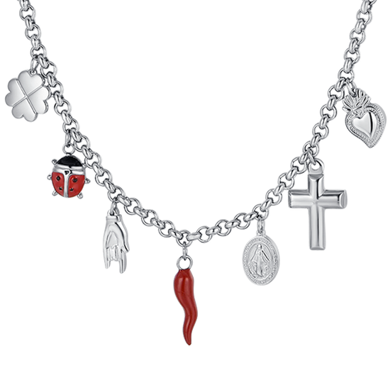 COLLAR DE ACERO PARA MUJER CON COLGANTES