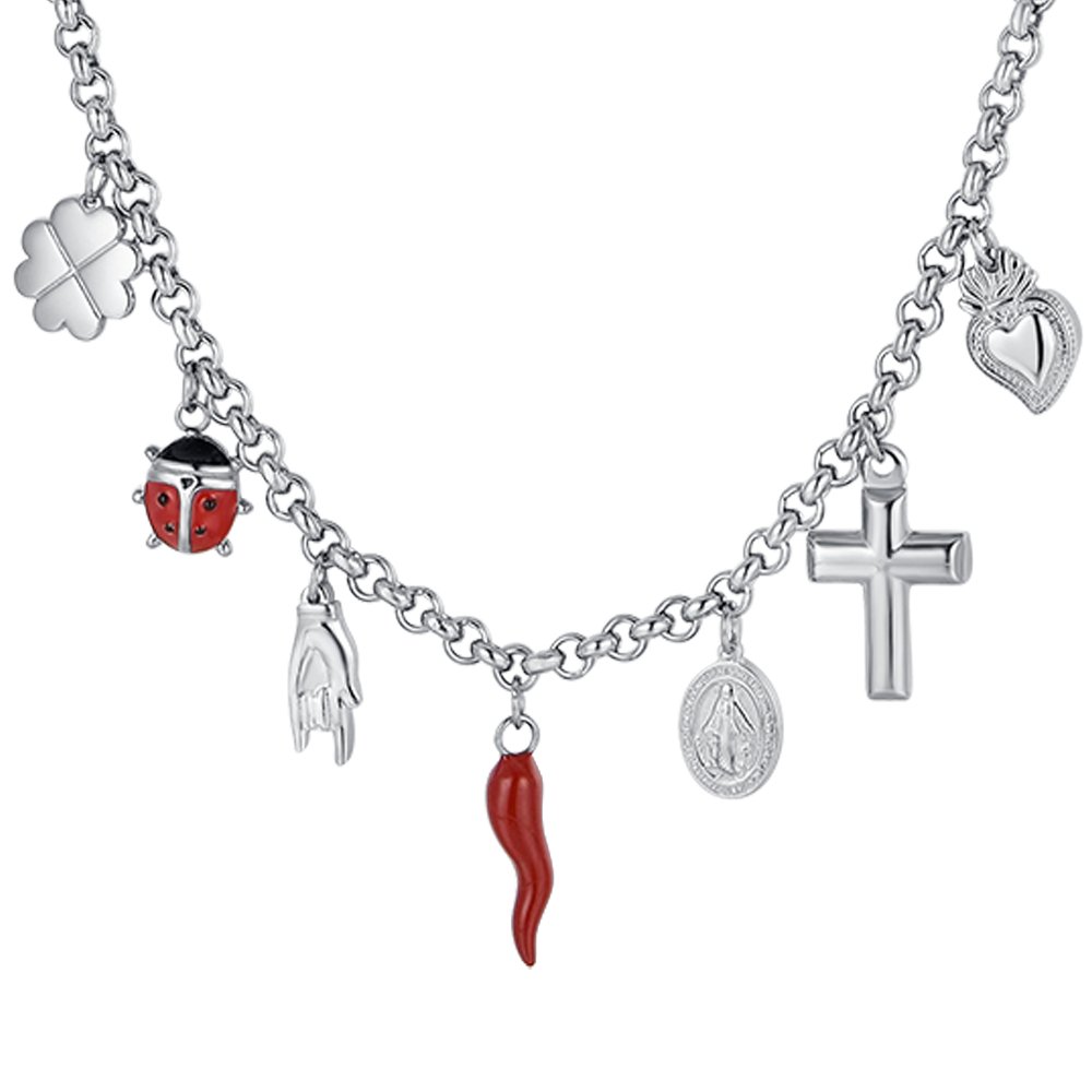 COLLAR DE ACERO PARA MUJER CON COLGANTES