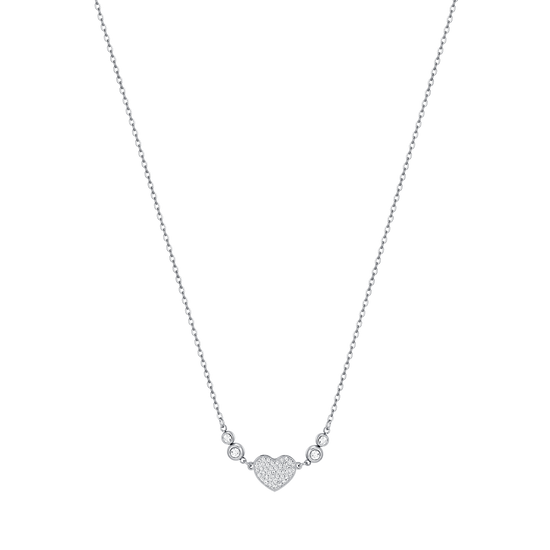 COLLAR DE ACERO PARA MUJER CON CORAZÓN Y CRISTALES BLANCOS