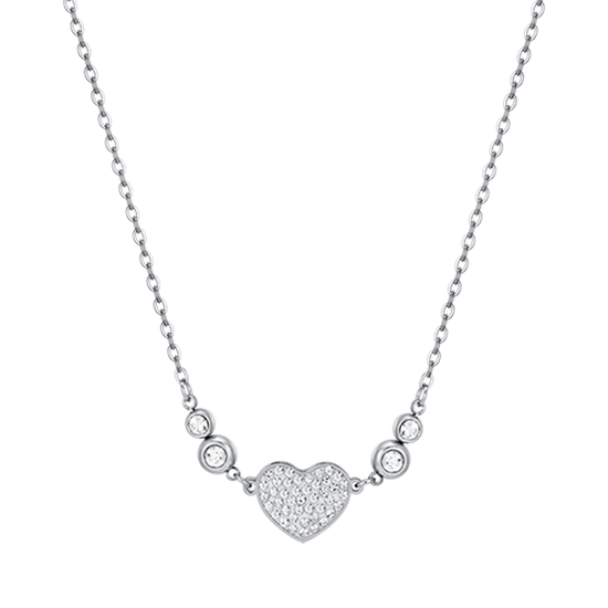 COLLAR DE ACERO PARA MUJER CON CORAZÓN Y CRISTALES BLANCOS