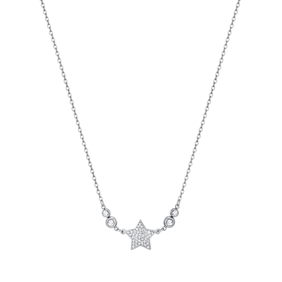 COLLAR DE ESTRELLAS DE ACERO PARA MUJER CON CRISTALES BLANCOS