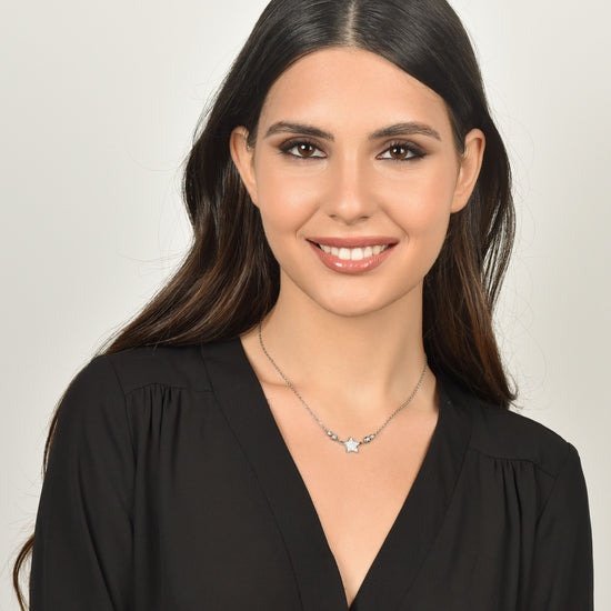 COLLAR DE ESTRELLAS DE ACERO PARA MUJER CON CRISTALES BLANCOS