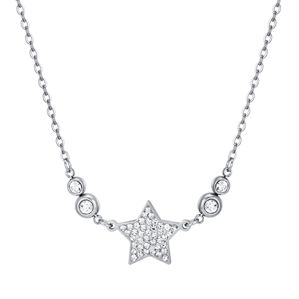 COLLAR DE ESTRELLAS DE ACERO PARA MUJER CON CRISTALES BLANCOS