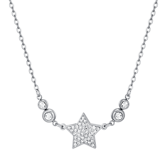 COLLAR DE ESTRELLAS DE ACERO PARA MUJER CON CRISTALES BLANCOS