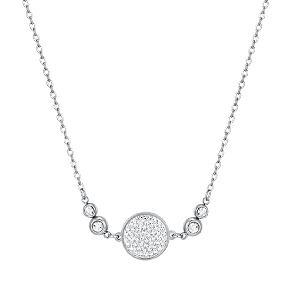 COLLAR DE ACERO PARA MUJER CON ELEMENTO DE CRISTAL BLANCO