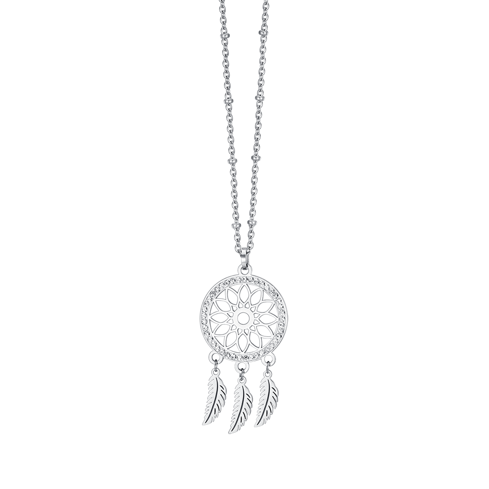 MUJER COLLAR ATRAPASUEÑOS DE ACERO CON CRISTALES BLANCOS