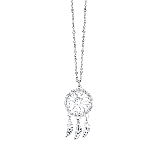 MUJER COLLAR ATRAPASUEÑOS DE ACERO CON CRISTALES BLANCOS