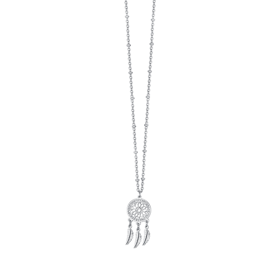 MUJER COLLAR ATRAPASUEÑOS DE ACERO CON CRISTALES BLANCOS