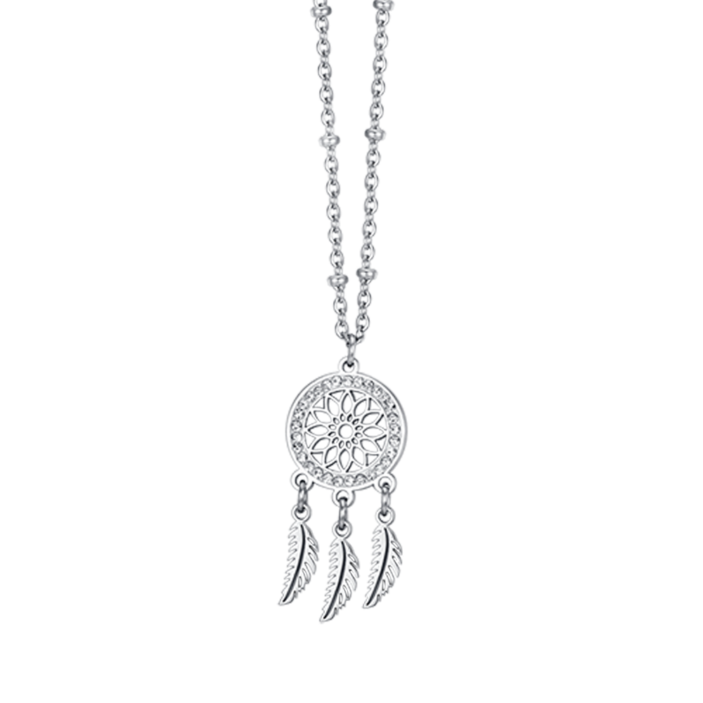MUJER COLLAR ATRAPASUEÑOS DE ACERO CON CRISTALES BLANCOS