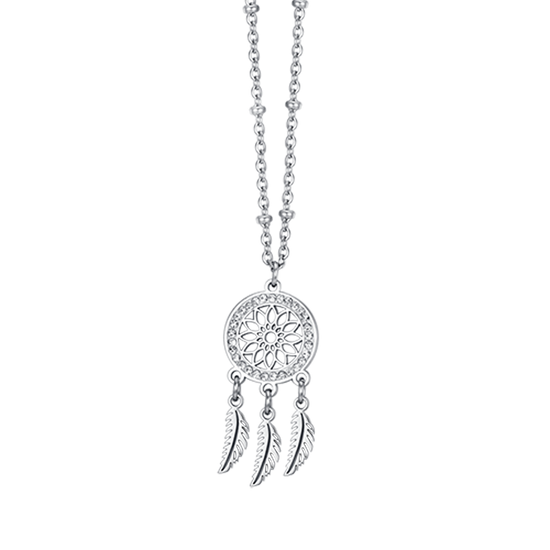 MUJER COLLAR ATRAPASUEÑOS DE ACERO CON CRISTALES BLANCOS
