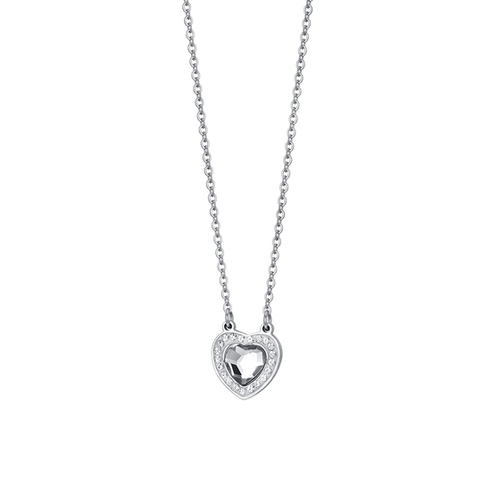 COLLAR MUJER ACERO CORAZON CRISTAL BLANCO
