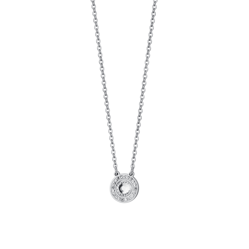 COLLAR DE ACERO PARA MUJER ELEMENTO DE CRISTAL BLANCO