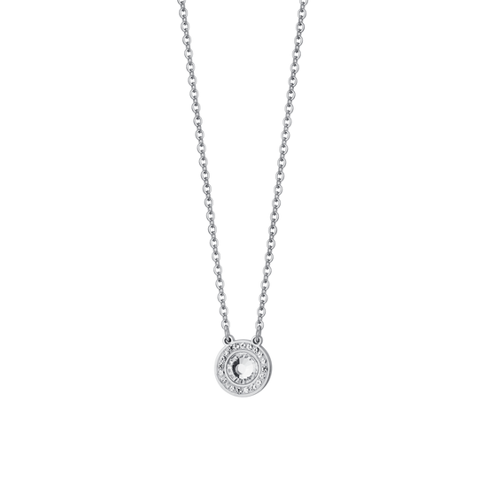 COLLAR DE ACERO PARA MUJER ELEMENTO DE CRISTAL BLANCO