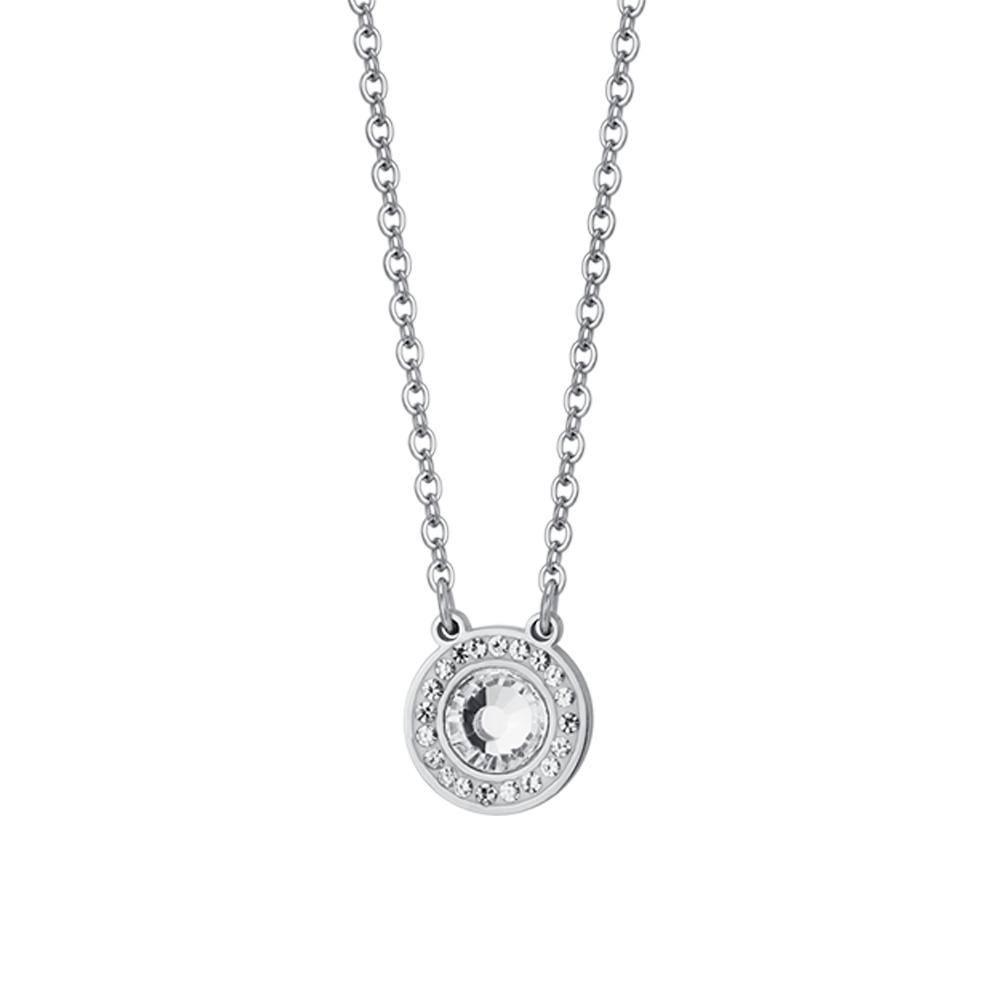 COLLAR DE ACERO PARA MUJER ELEMENTO DE CRISTAL BLANCO