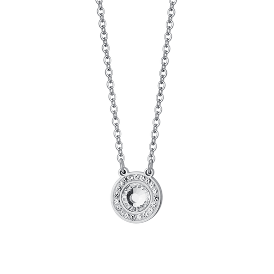 COLLAR DE ACERO PARA MUJER ELEMENTO DE CRISTAL BLANCO