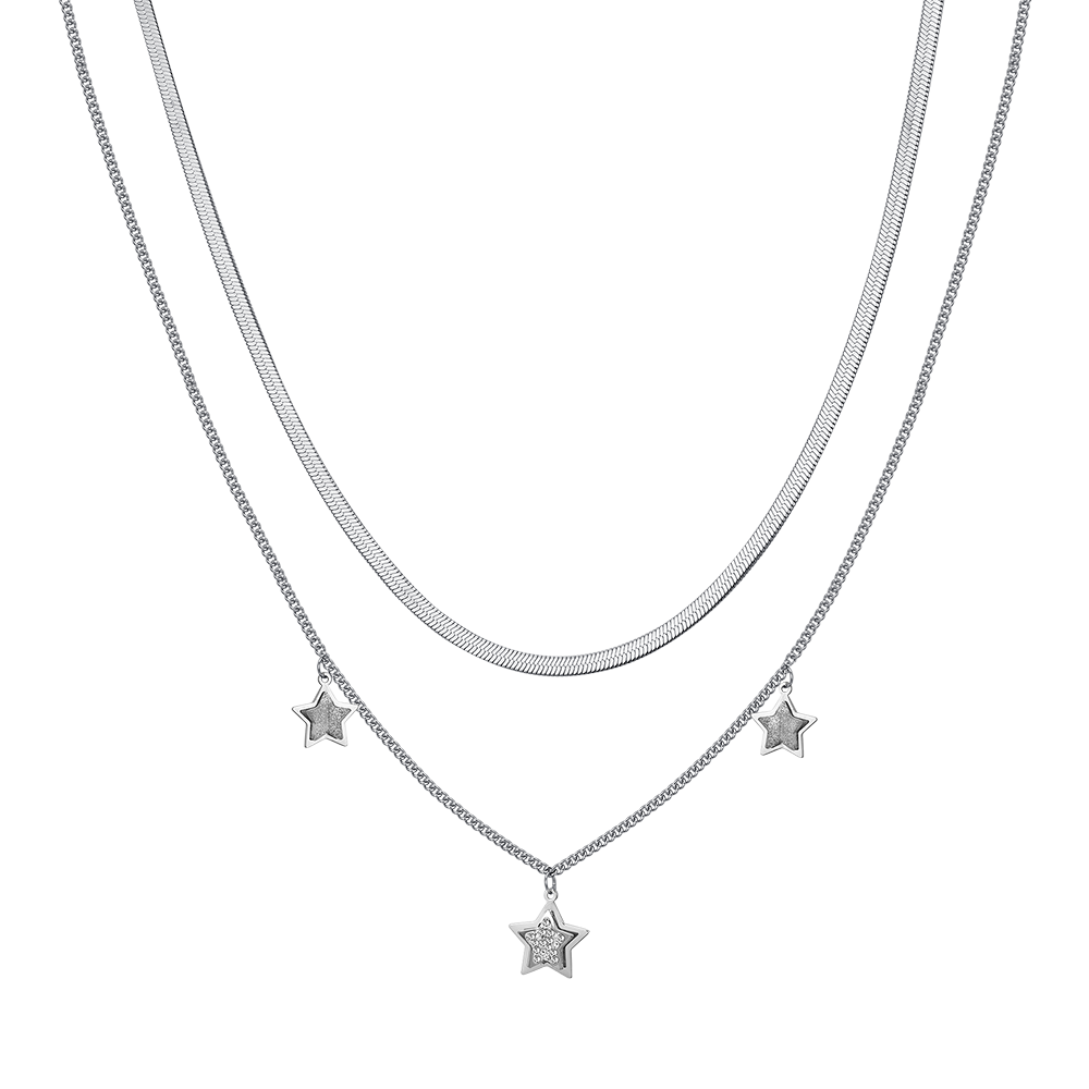 COLLAR ESTRELLA DE ACERO CON CRISTALES BLANCOS